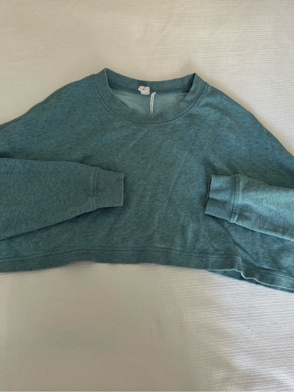 Urban Outfitters Heater Teal Green Super Cropped  Crewneck Sweater